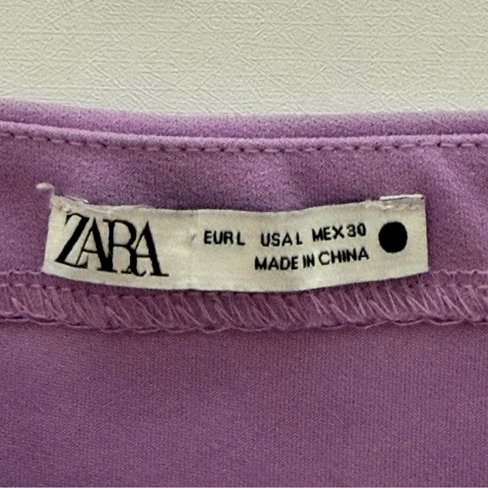 NWOT ZARA Lilac Crop Top Bustier Style Spaghetti Strap Size L - Picture 6 of 7